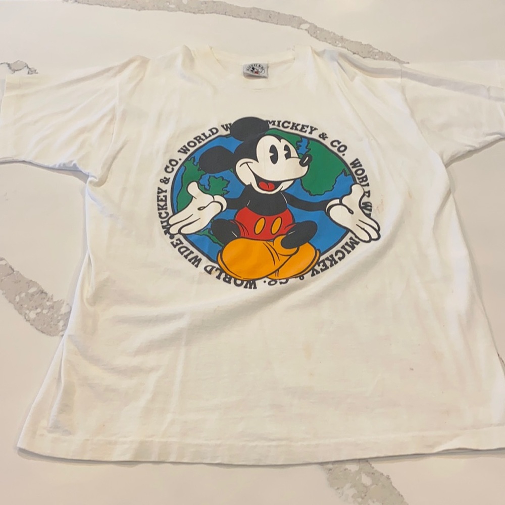 Vtg Mickey Shirt L Single Stitch USA